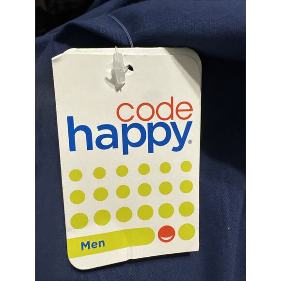 Code Happy Men’s Scrub Top 4XL Blue V Neck Antimicrobial Medical Uniform - Picture 5 of 7